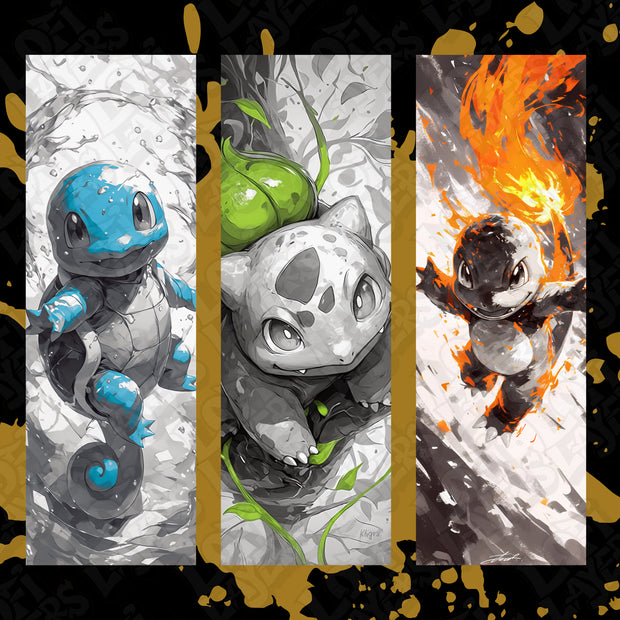 Pokémon Kanto Starter HueForge Bookmark Set